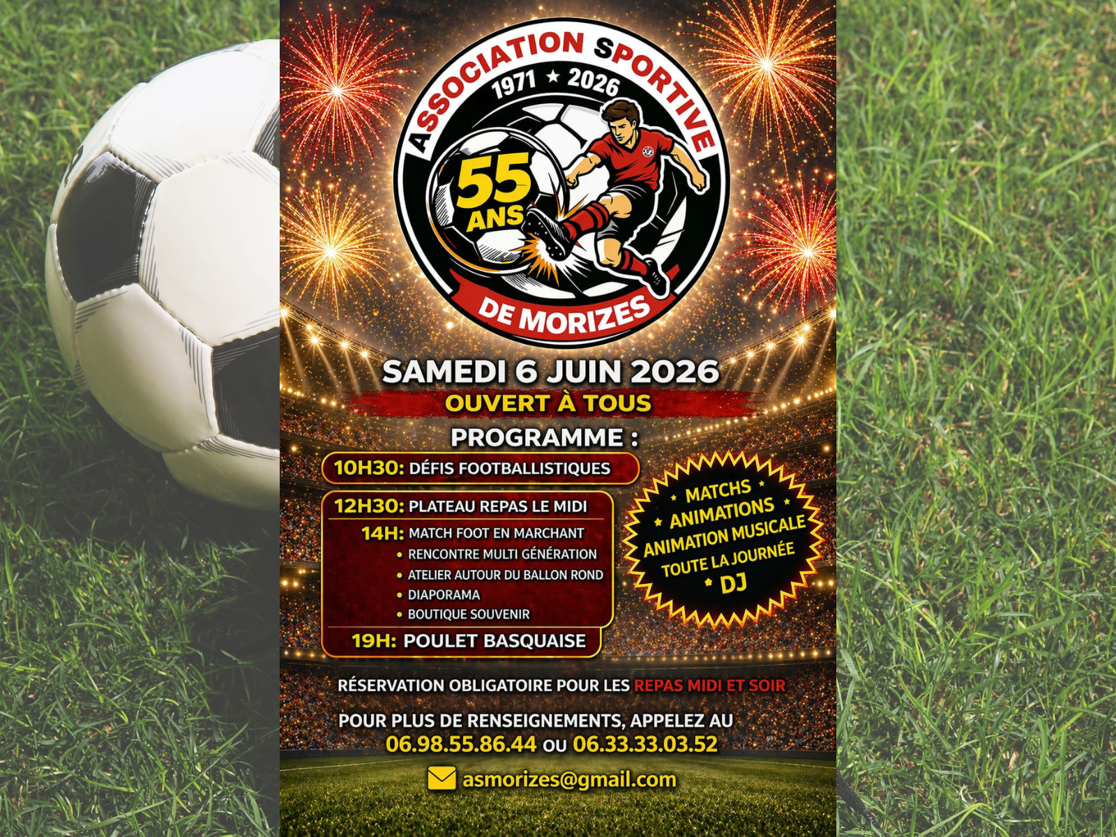 Fête des 55ans du club de Foot de Morizès — visuel événement