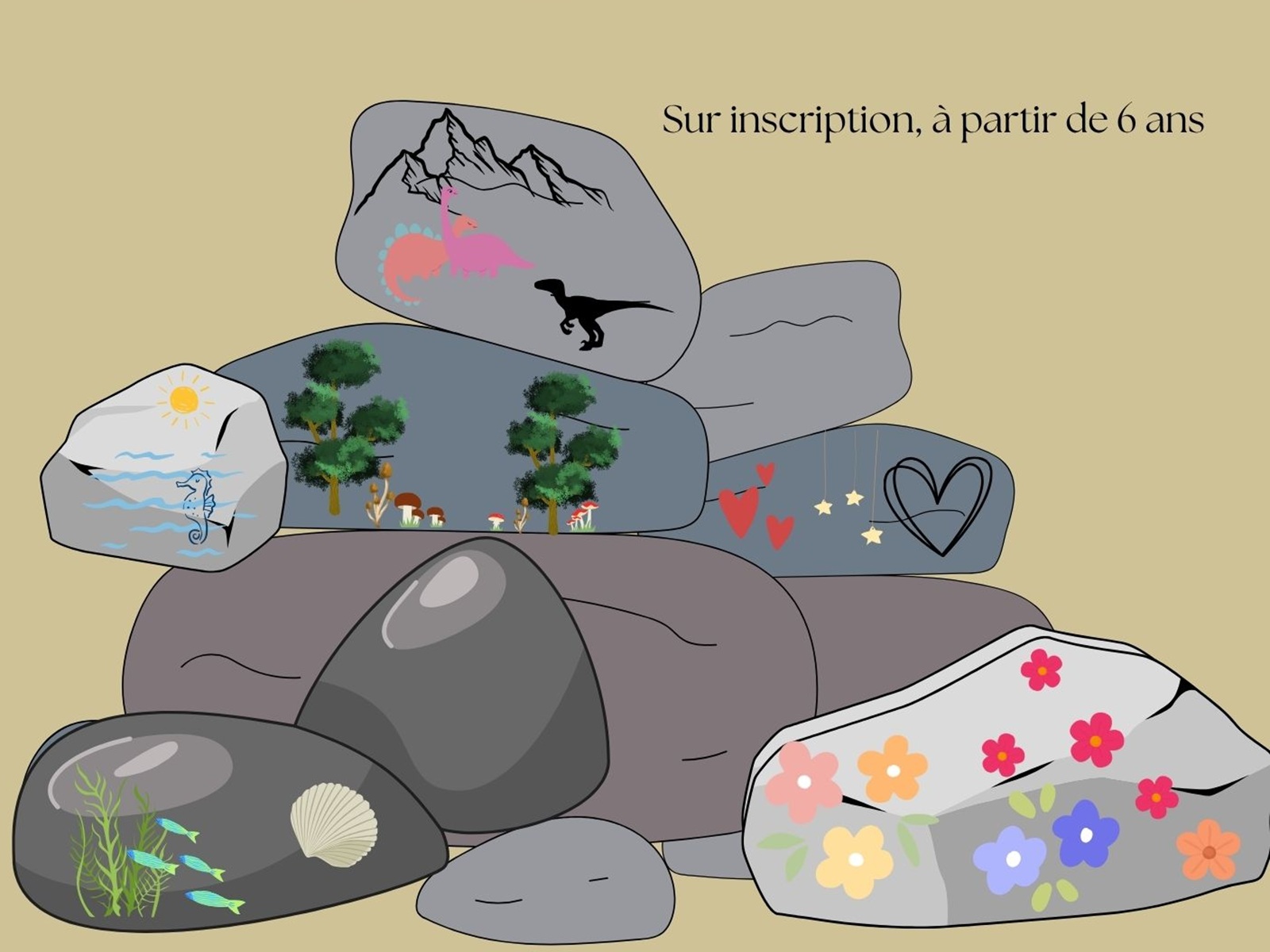 Atelier créatif "Les petits mondes sur galets"