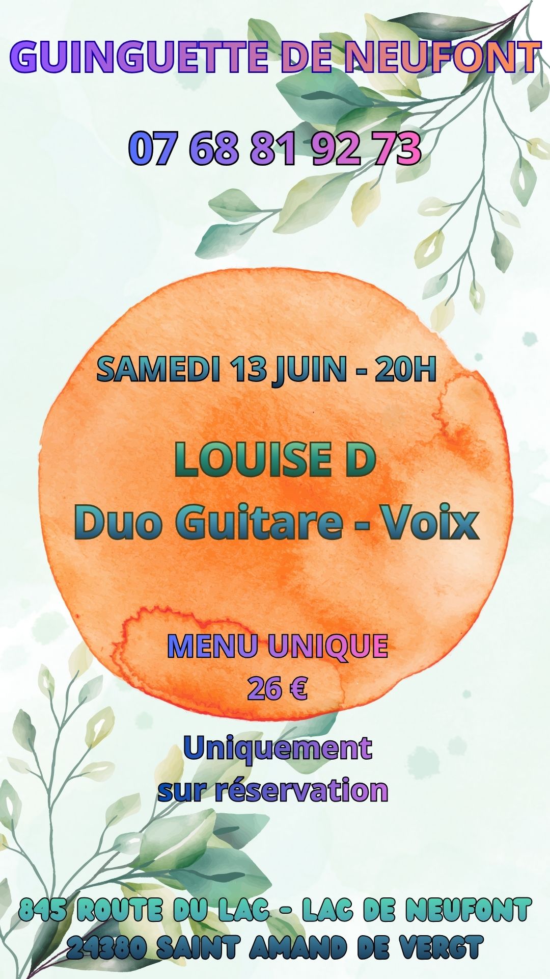 Louise D - Duo voix / guitare- la guinguette de Neufont