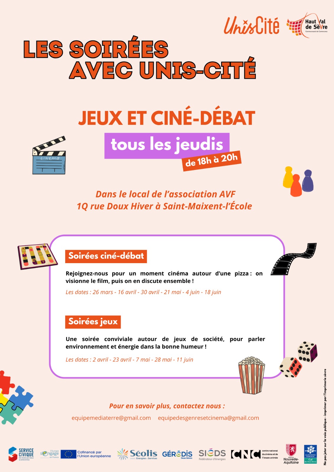 Les soirées avec Unis-Cité: Soirées ciné-débat
