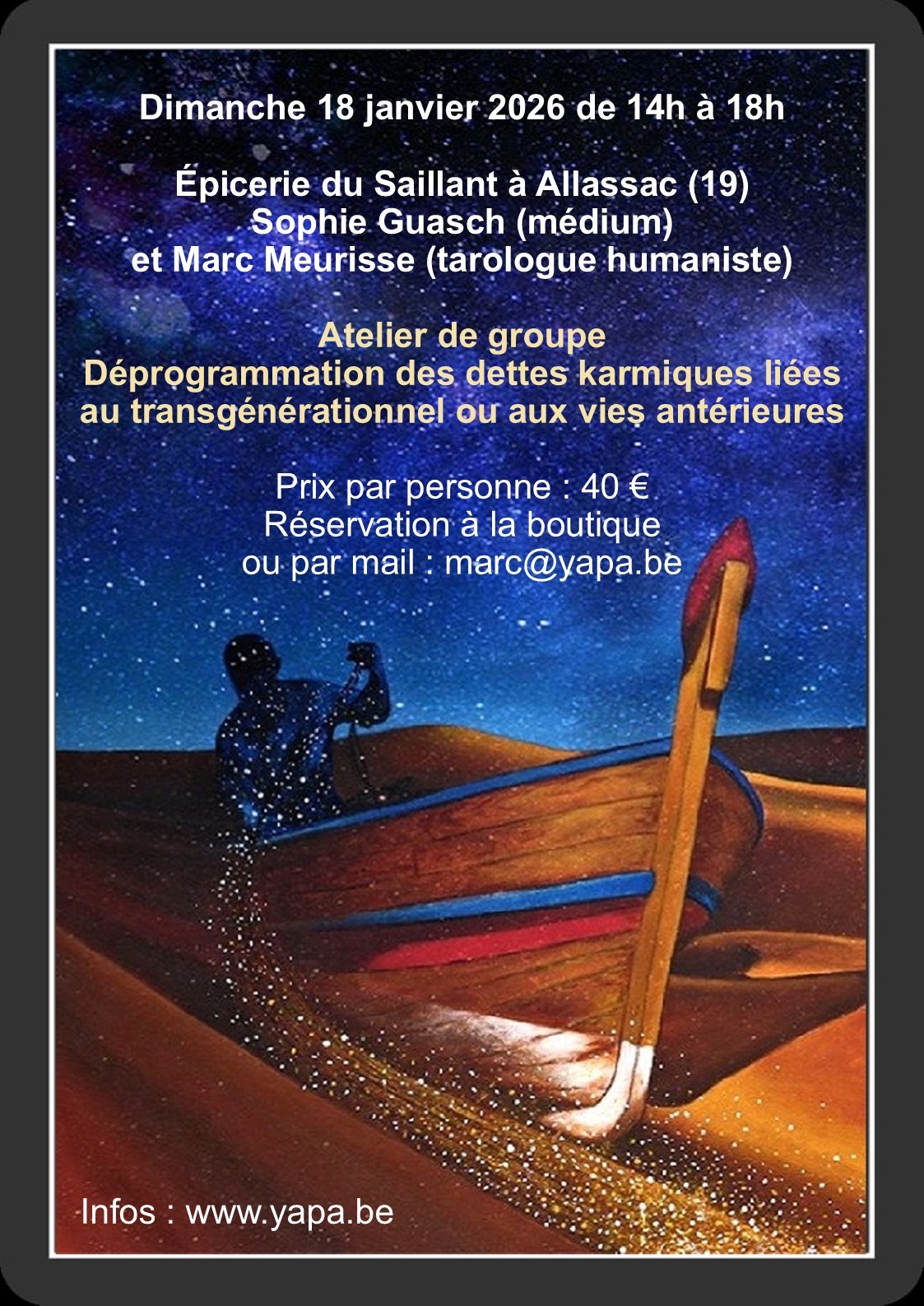 Atelier de groupe: déprogrammation des dettes karmiques