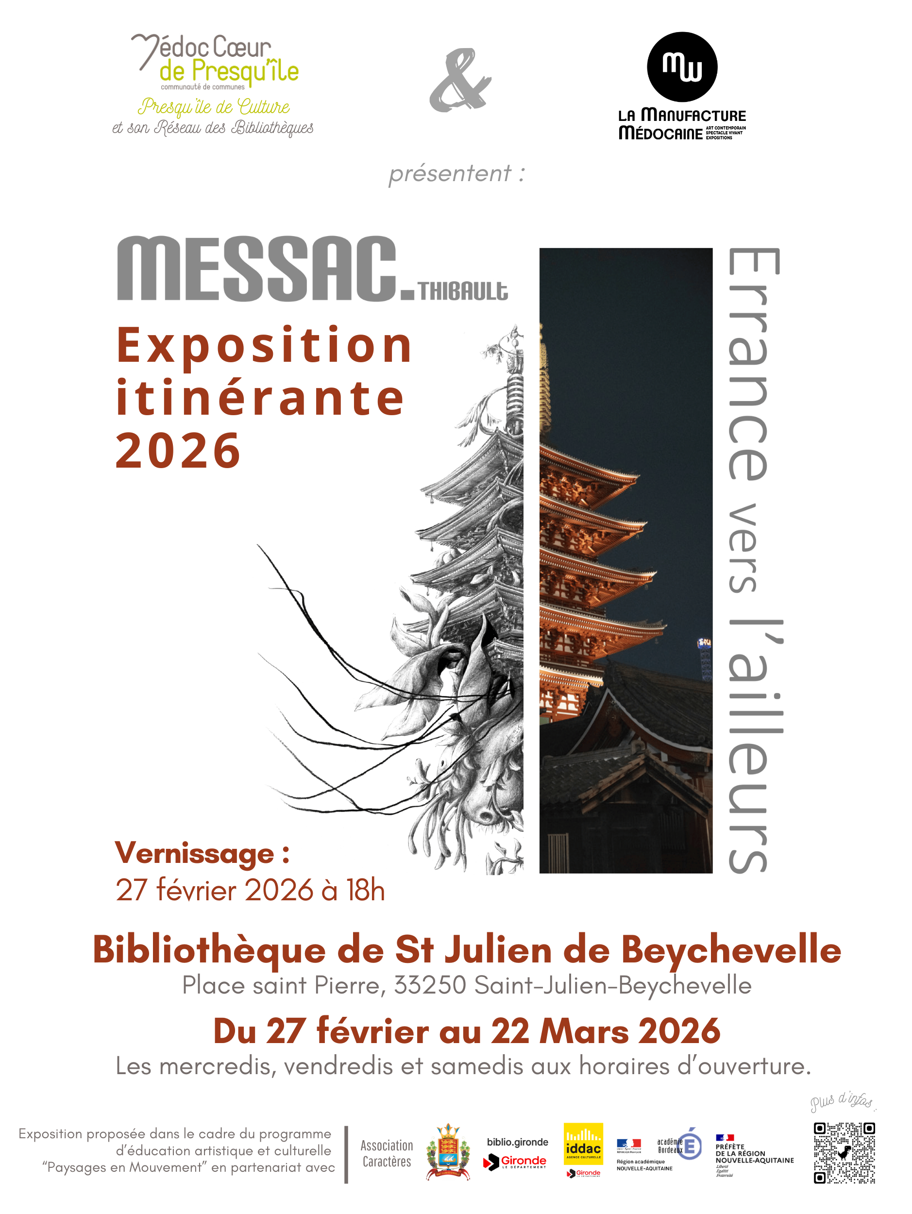 Vernissage et exposition itinérante "ERRANCE VERS L'AILLEURS" de Thibault MESSAC