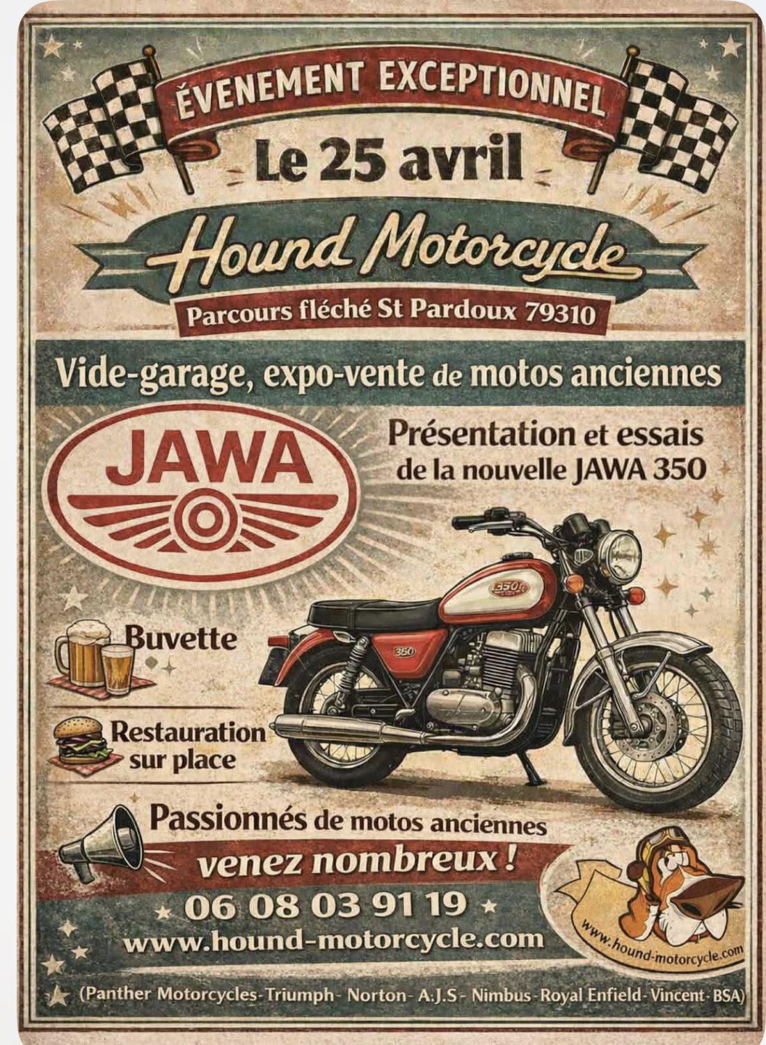 Hound Motorcycle : exposition motos anciennes — visuel événement