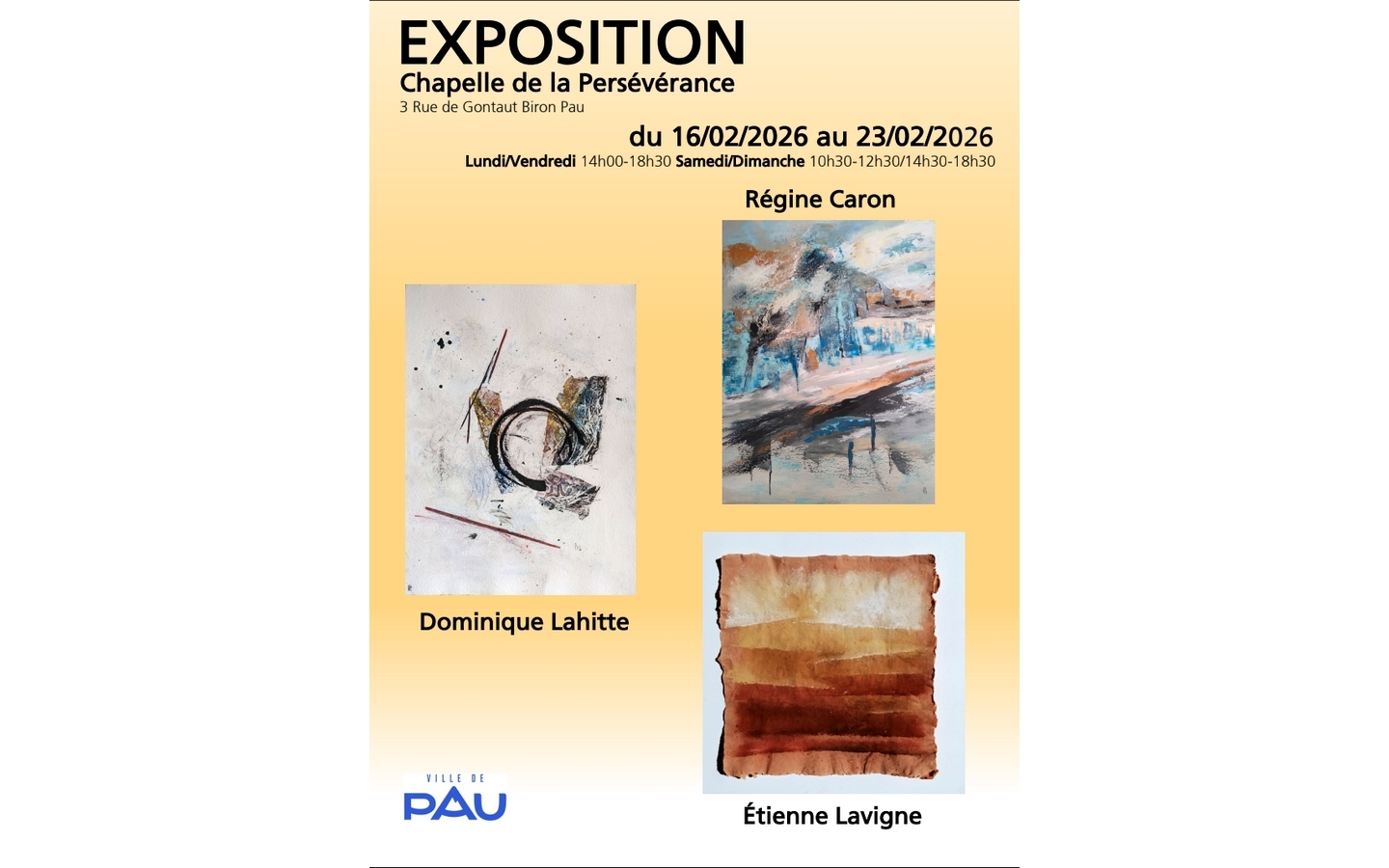 EXPOSITION: Régine Caron, Dominique Lahitte, Étienne Lavigne