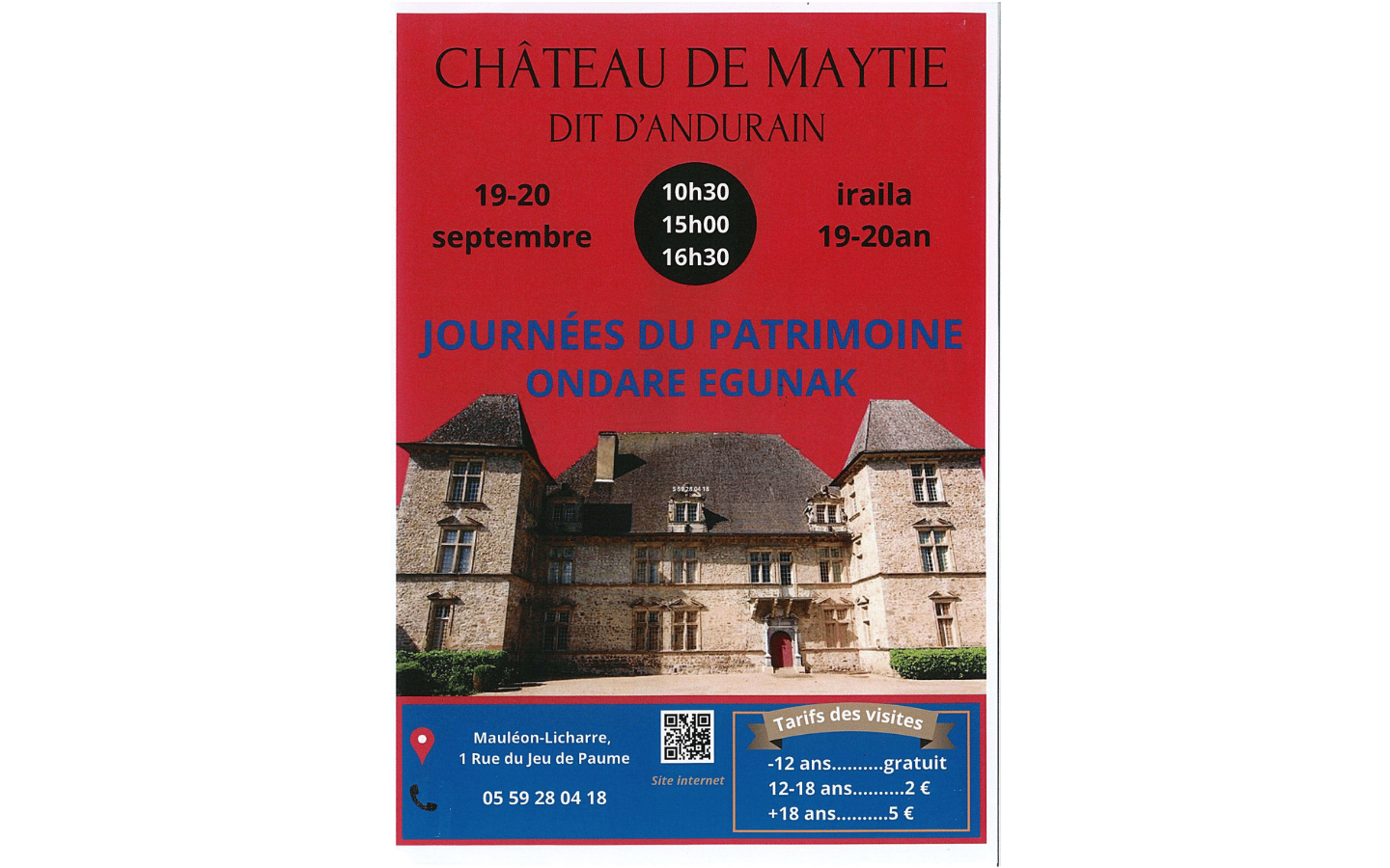 Journées du patrimoine : château d'Andurain de Maytie