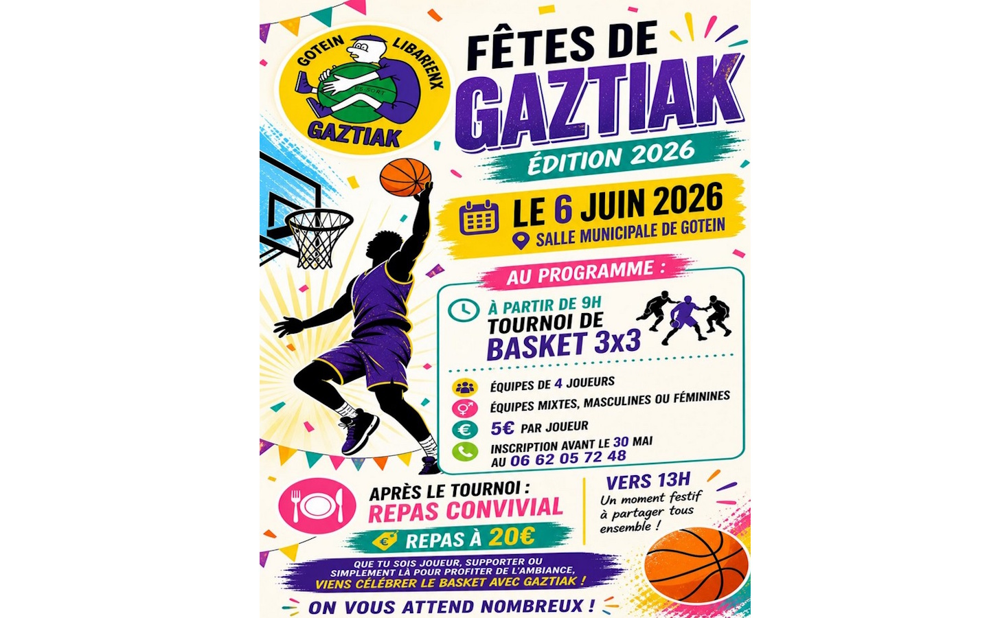 Fête du club de basket Gaztiak — visuel événement