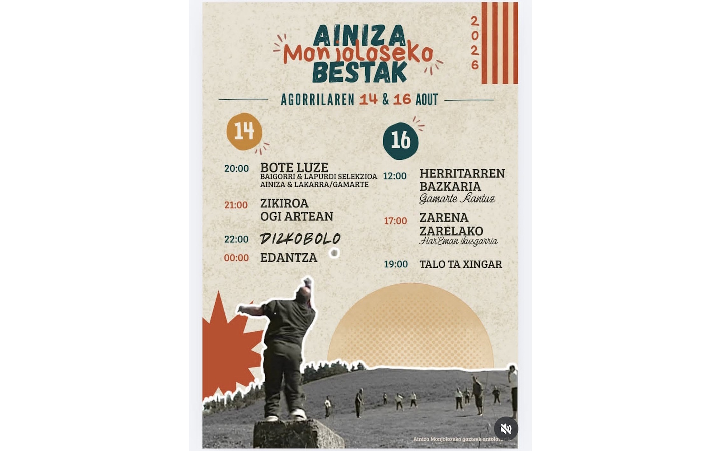 Fêtes de village : repas des villageois animé, danses basques, talo ta xingar