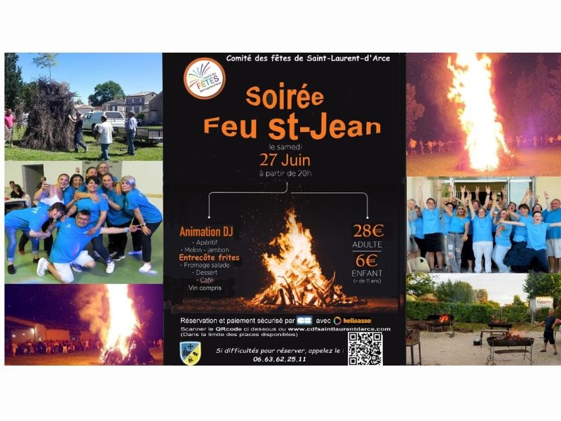 Soirée repas feu de la Saint-Jean à St Laurent d'Arce — visuel événement