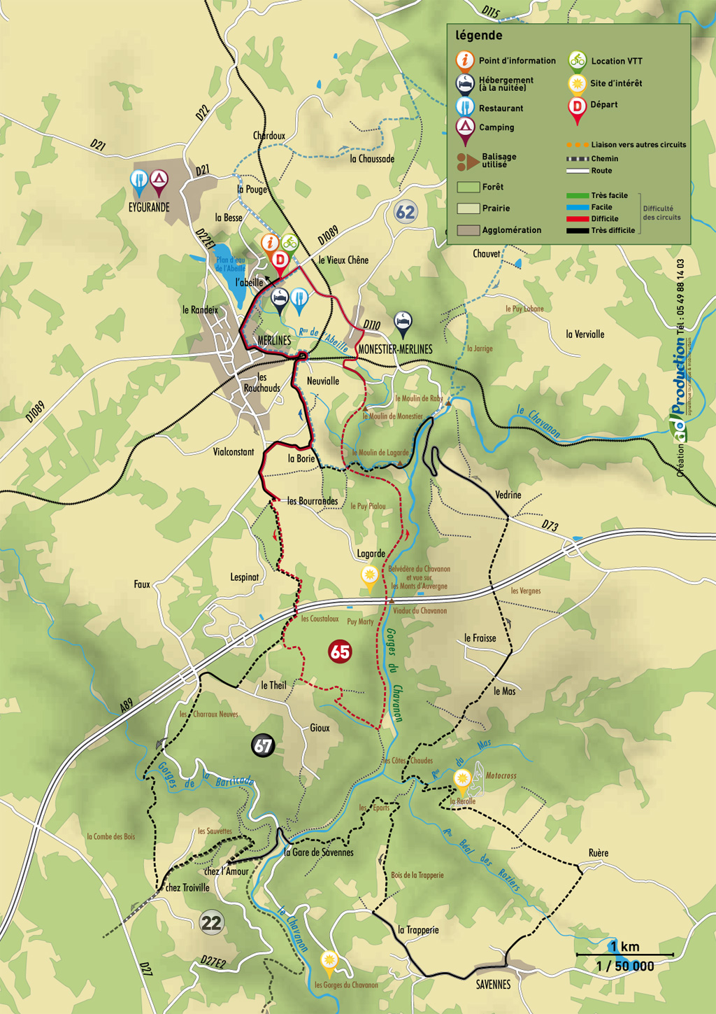 VTT - Gorges du Chavanon - 29 km - circuit 67, Merlines