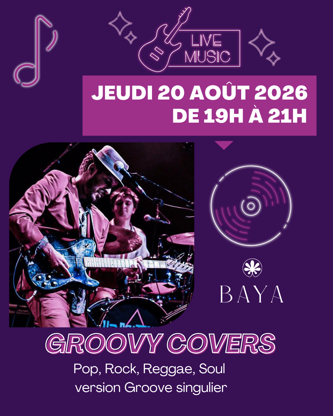 GROOVY COVERS en concert au Baya Capbreton
