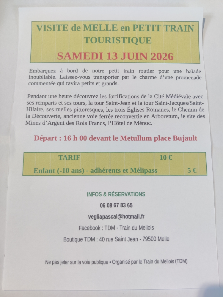 Balade en petit train touristique à Melle