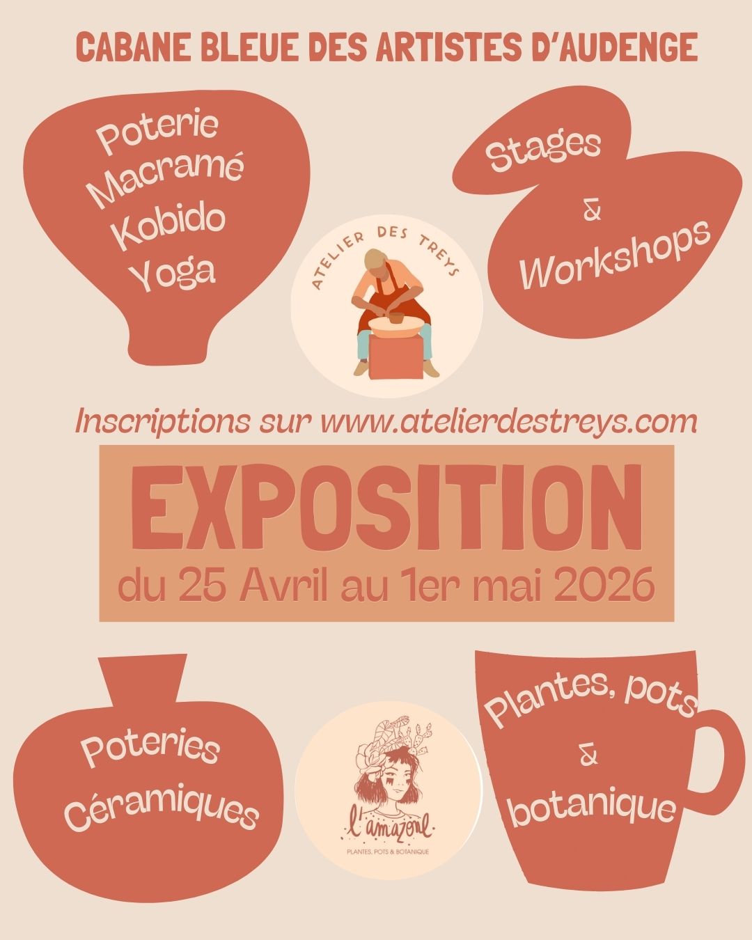 Exposition à la Cabane Bleue : l&rsquo;Atelier des Treys et l&rsquo;Amazone – expositions, stages et workshops
