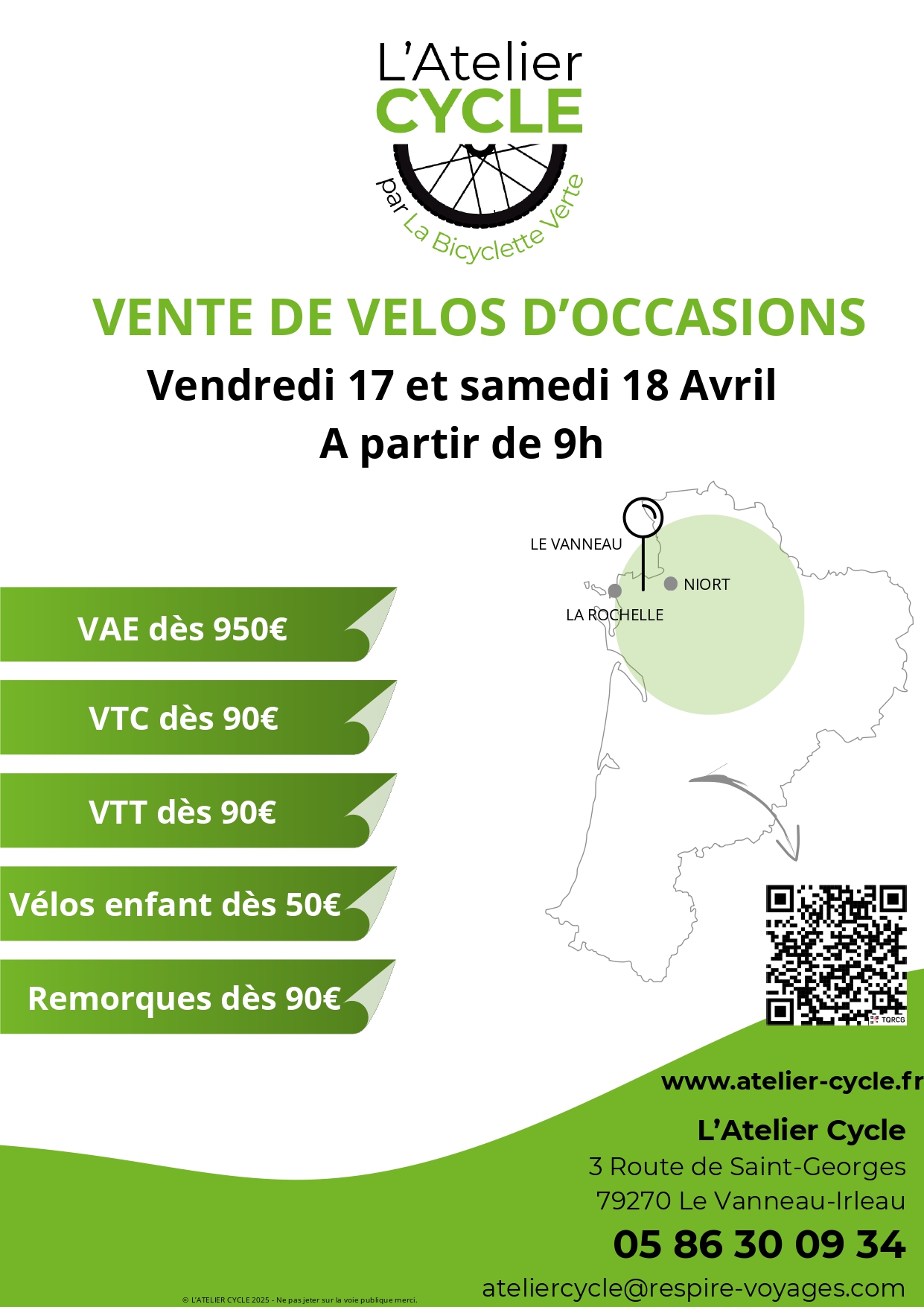 Vente de vélos d'occasion au Vanneau-Irleau — visuel événement
