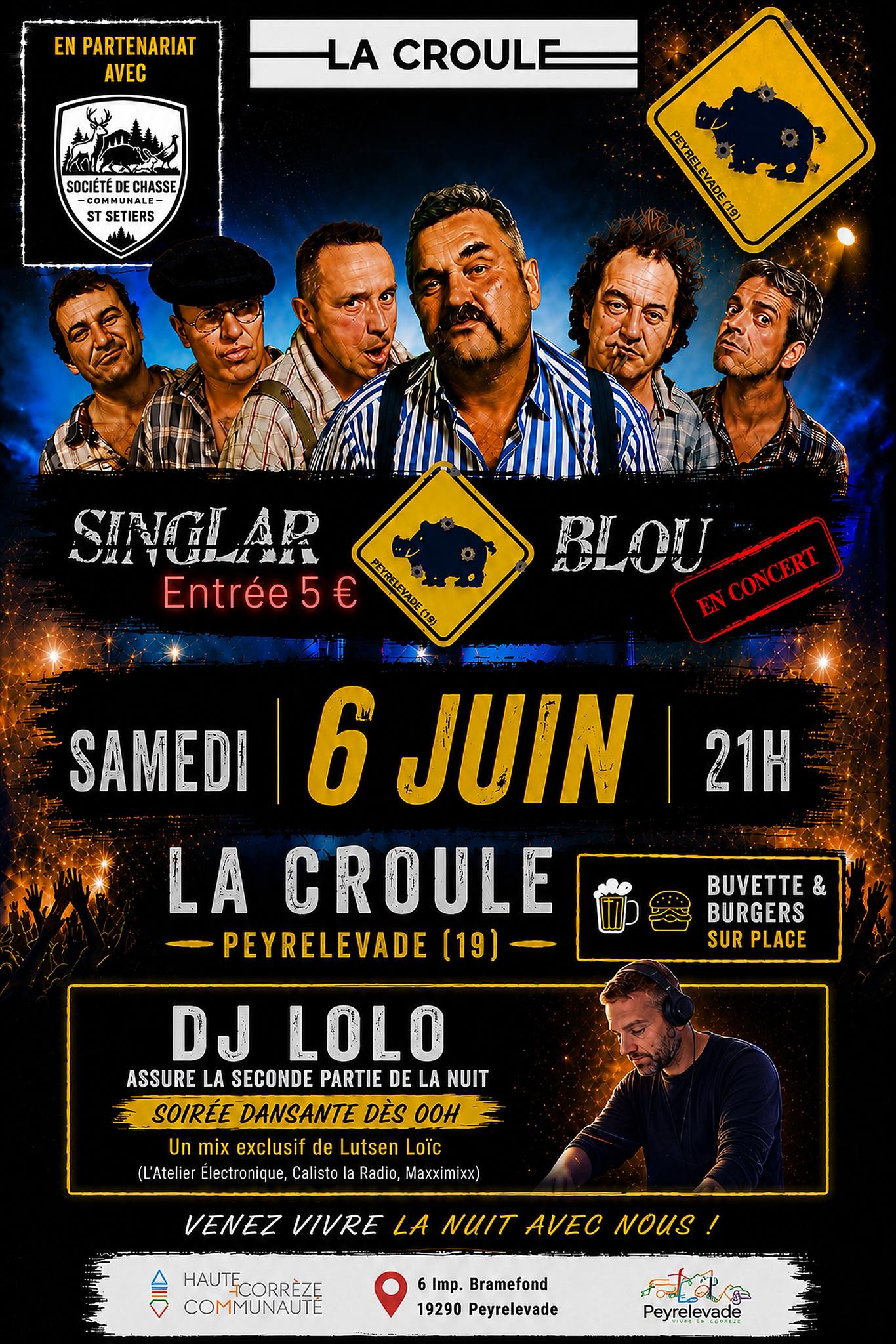 Soirée à La Croule, concert Les Singlar Blou