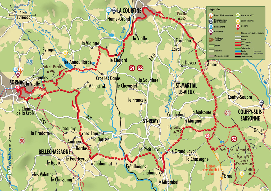 VTT - Gravel - La Forêt de Mirambel (raccourci) - 32 km - circuit 51, Sornac
