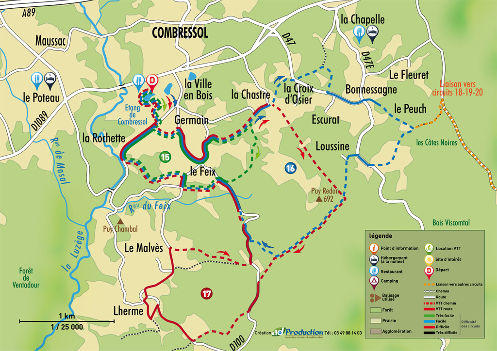 VTT - Gravel - Les Abbesses - 16 km - circuit 16, Combressol