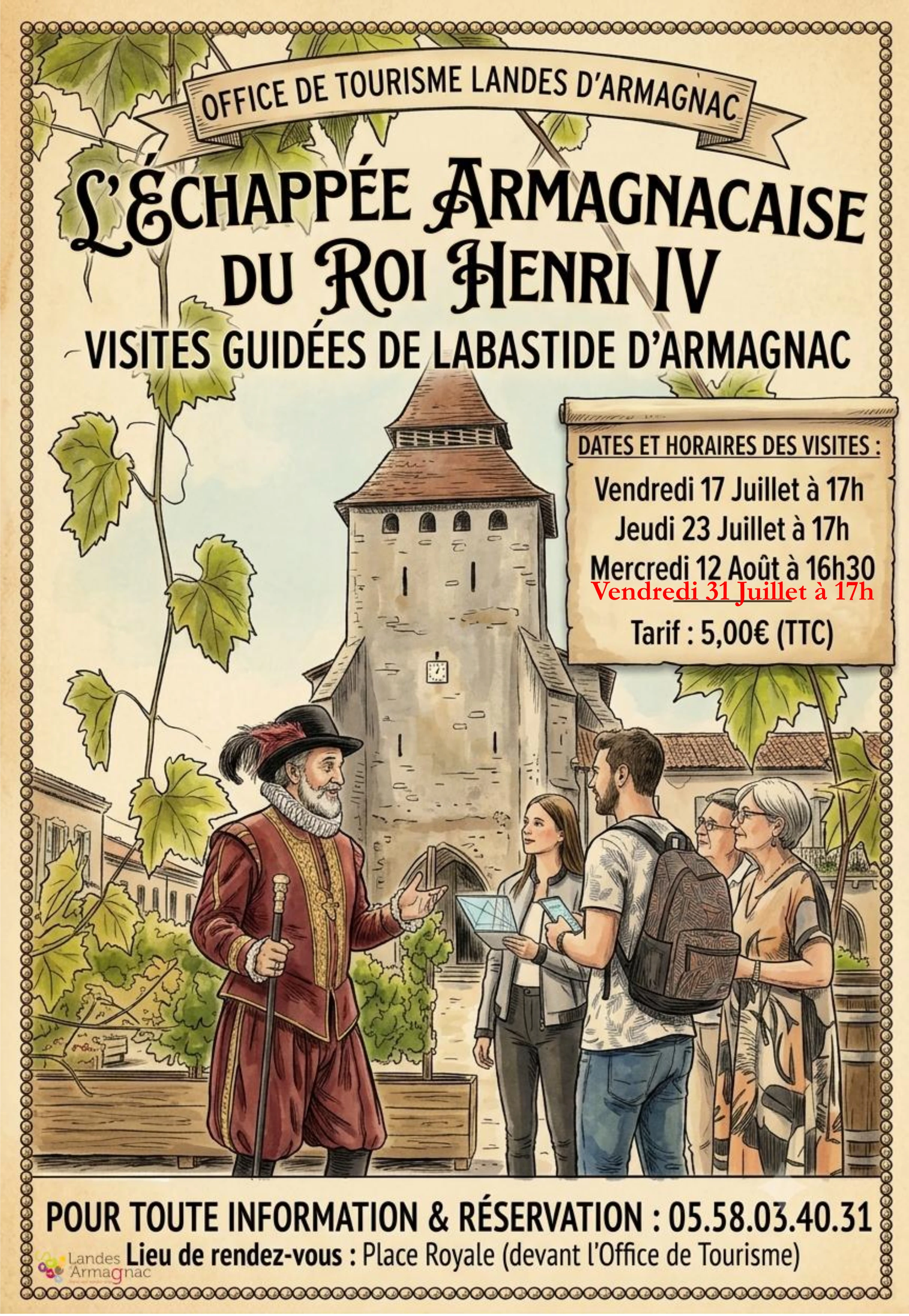 Visite guidée : L'échappée armagnacaise du Roi Henri IV