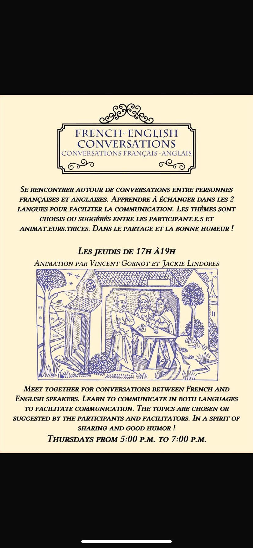 Le Comptoir des Echanges : atelier conversations français-anglais, Lacelle