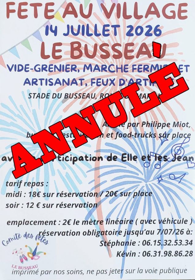 Fête Nationale : Annulé