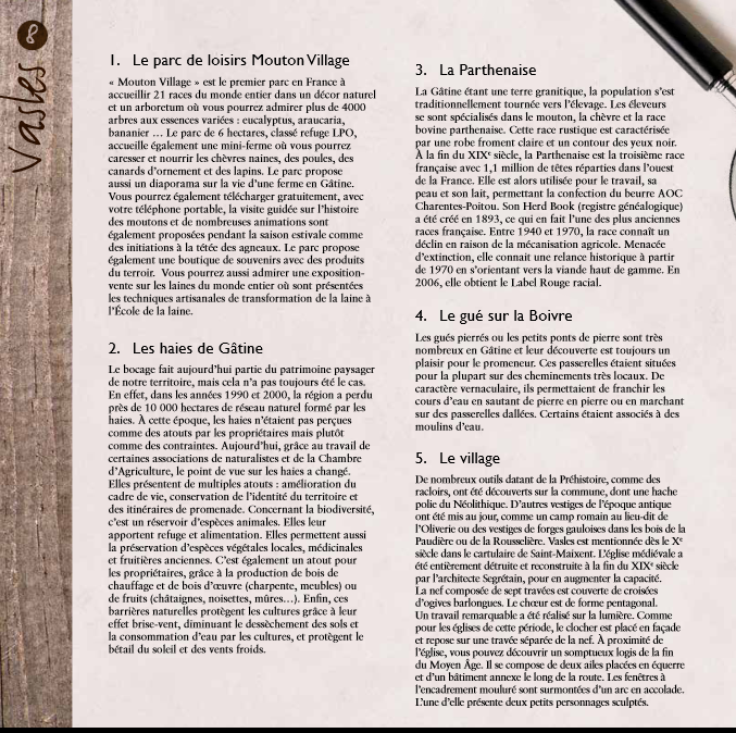 Le sentier des moutons, Vasles