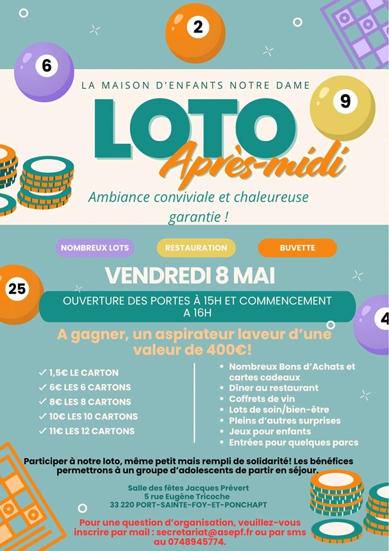 Loto de la Maison d'enfants Notre Dame, Port-Sainte-Foy-et-Ponchapt