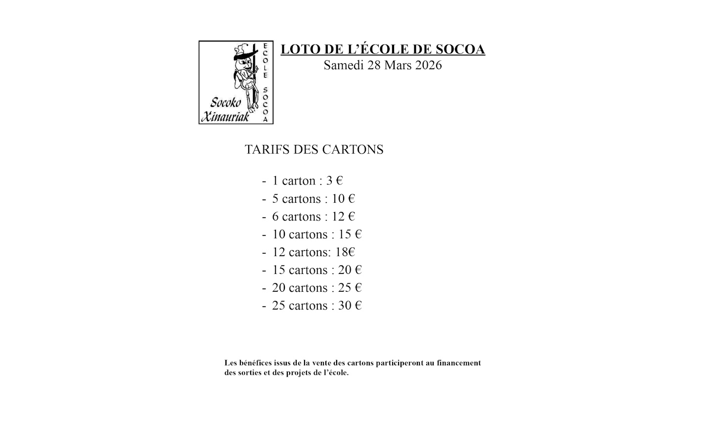 Loto de l'école de l'Untxin de Socoa