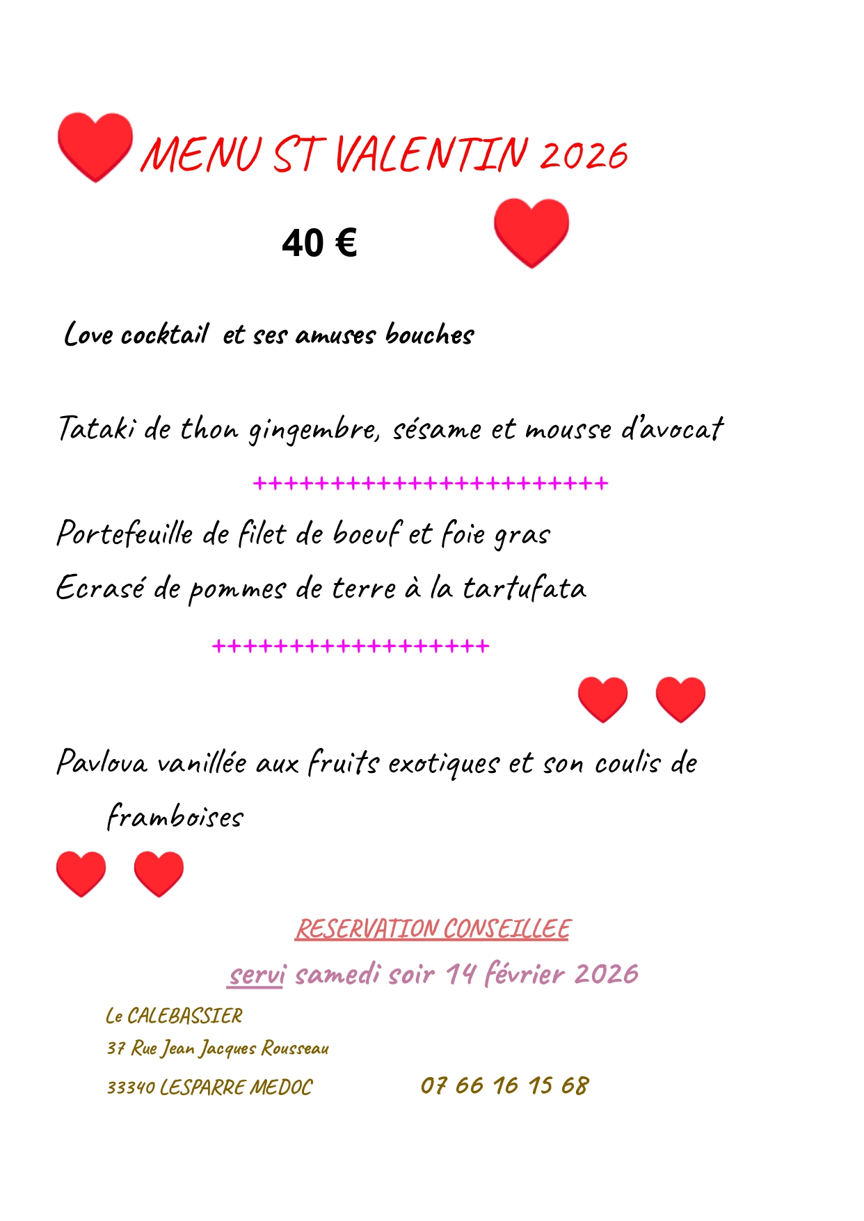 Saint-Valentin au "Calebassier"