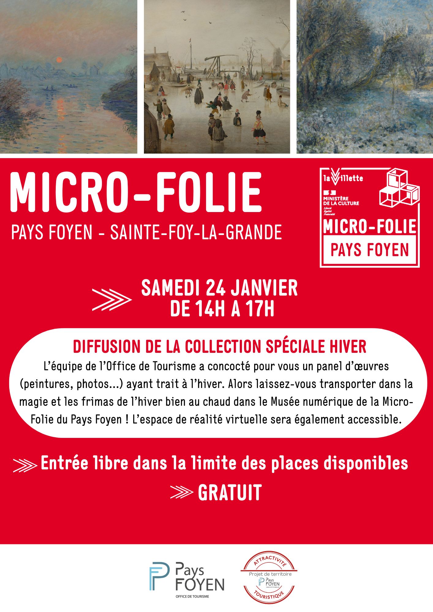 Diffusion d'une collection spéciale hiver au Musée numérique de la Micro-Folie du Pays Foyen, Sainte-Foy-la-Grande