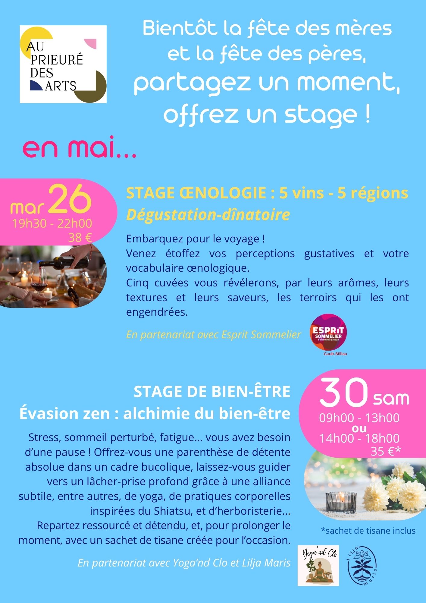 Stages au Prieuré des Arts au mois de mai à Saint-Rémy