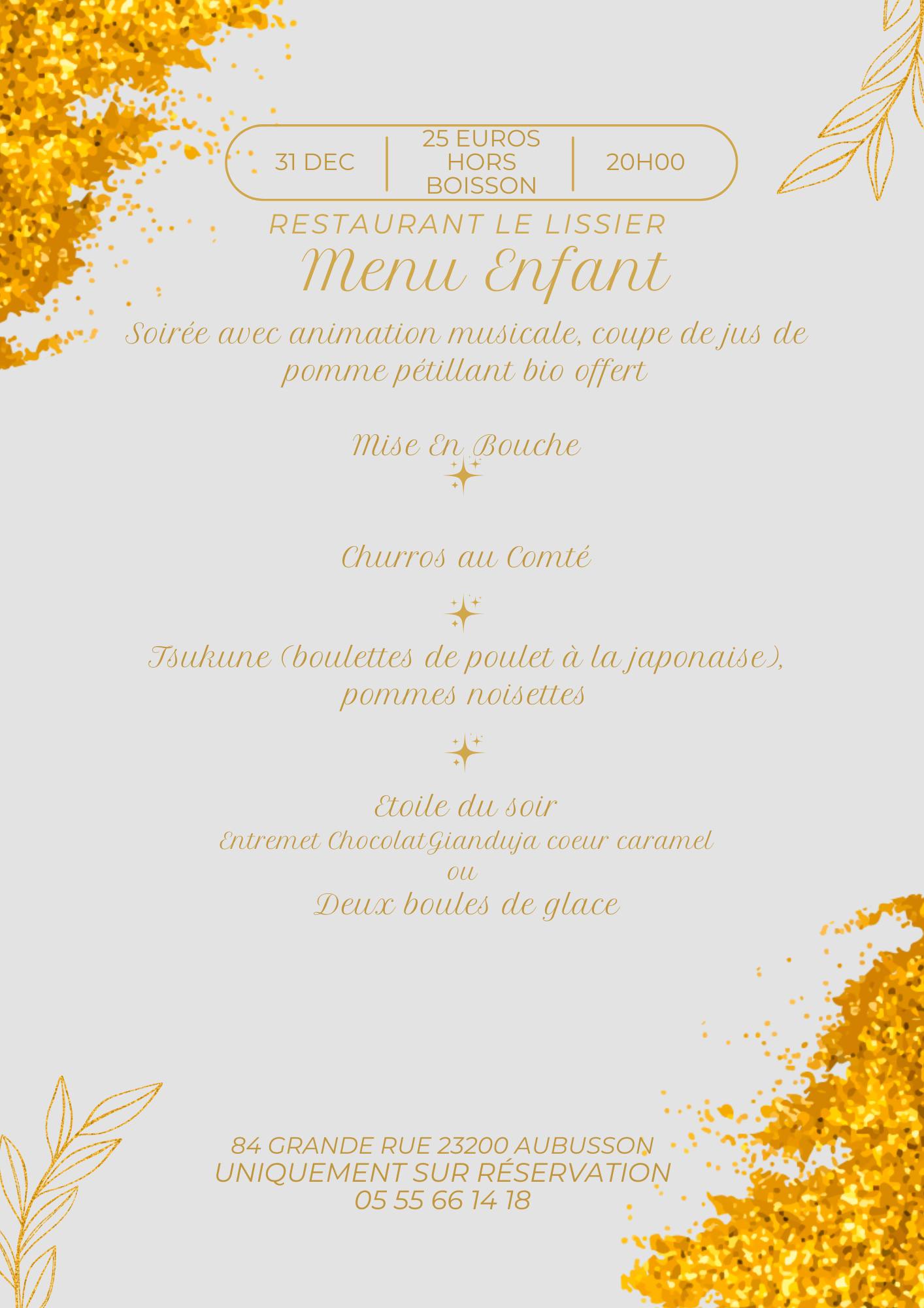 Réveillon de la Saint Sylvestre - Restaurant Le LISSIER