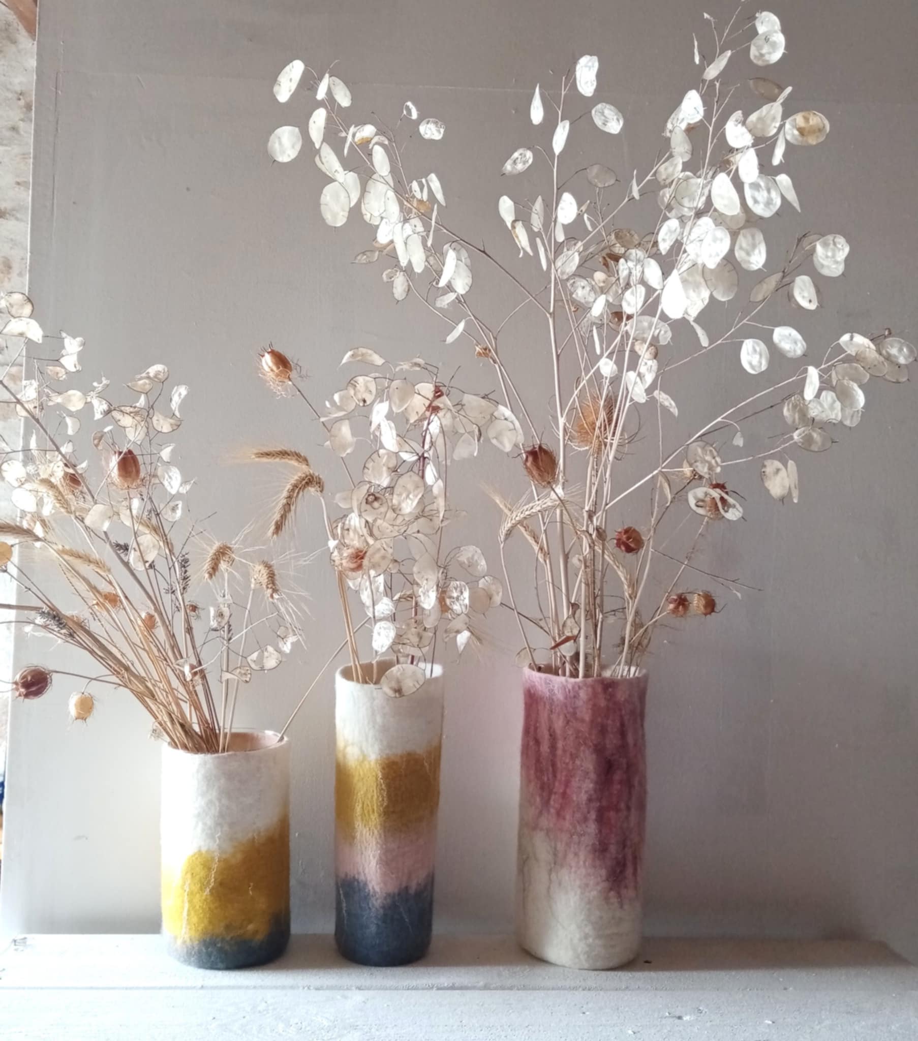 Atelier de laine feutrée : le vase