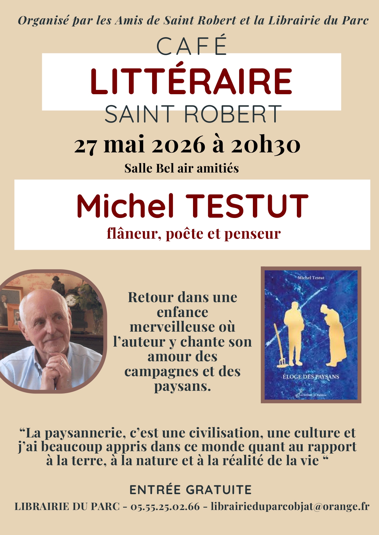 Café littéraire avec Michel Testut — visuel événement