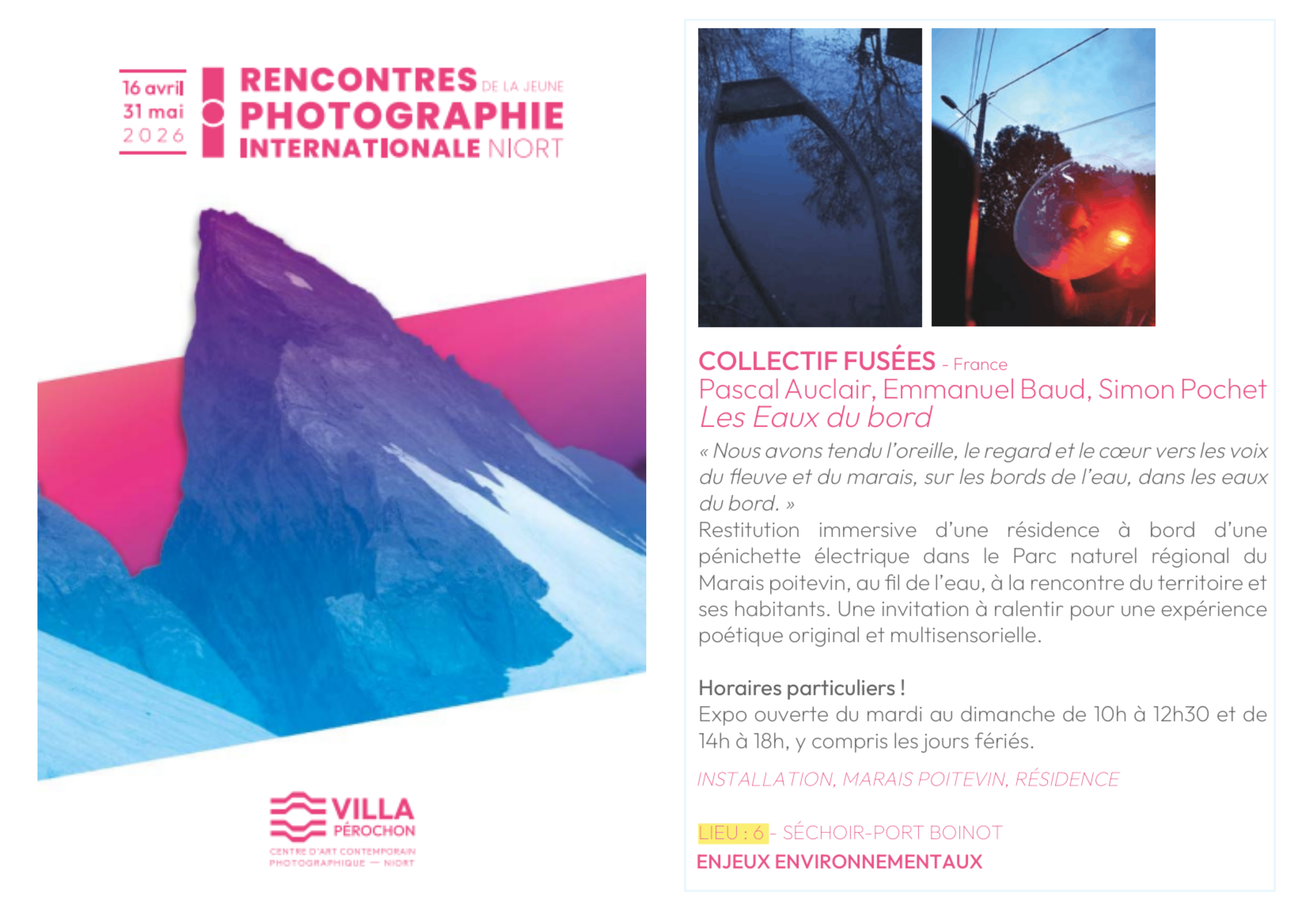 Rencontres de la jeune photographie internationale "Les Eaux du bord" à Niort — visuel événement