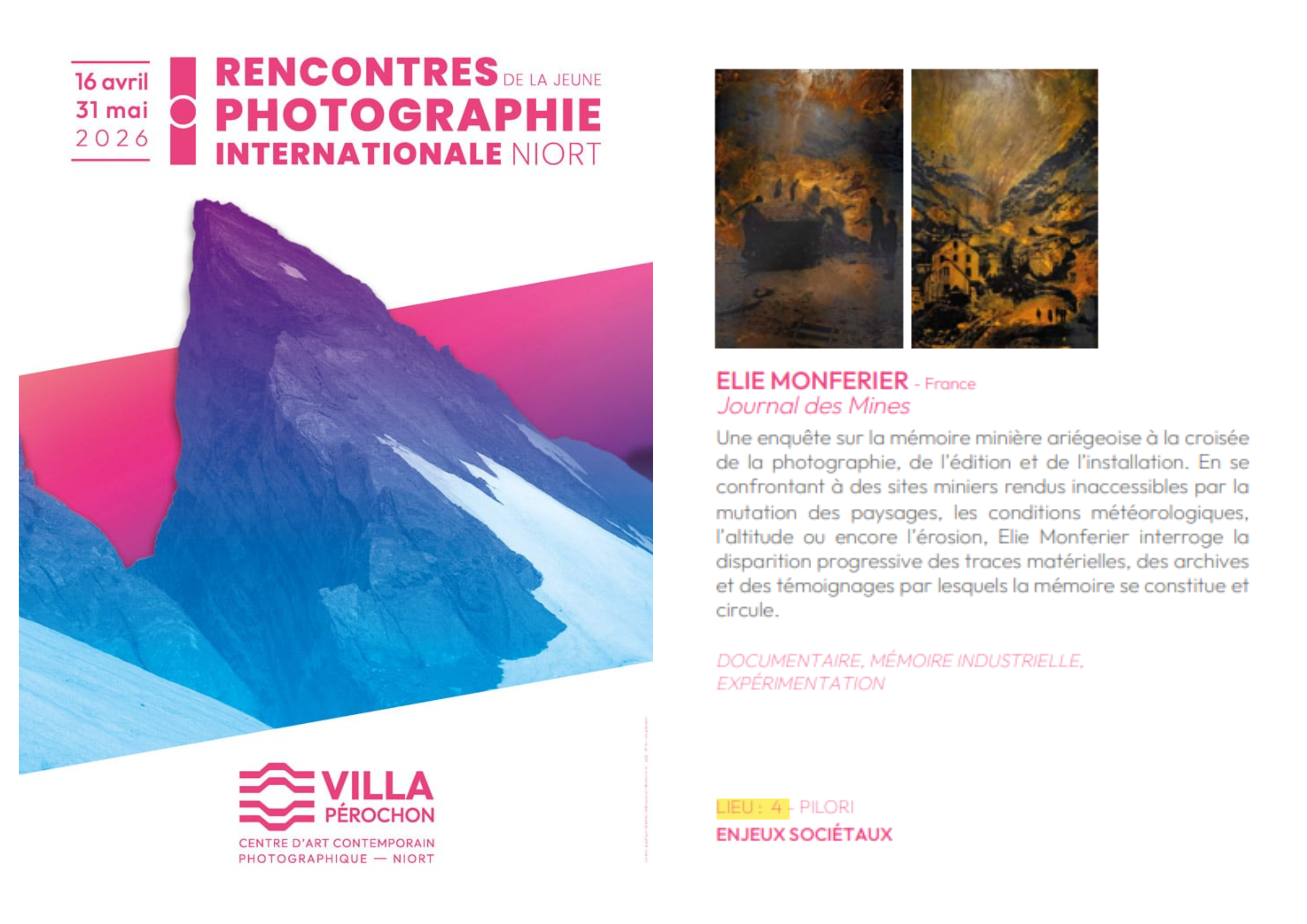 Rencontres de la jeune photographie internationale "Journal des Mines" à Niort — visuel événement