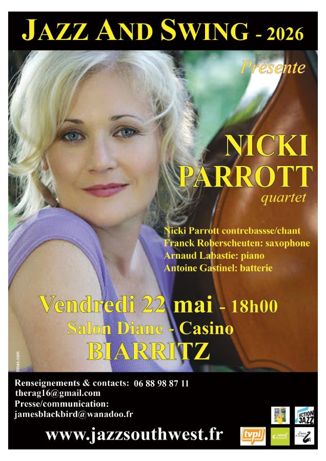 Jazz and Swing présente Nicki Parrot Quartet — visuel événement
