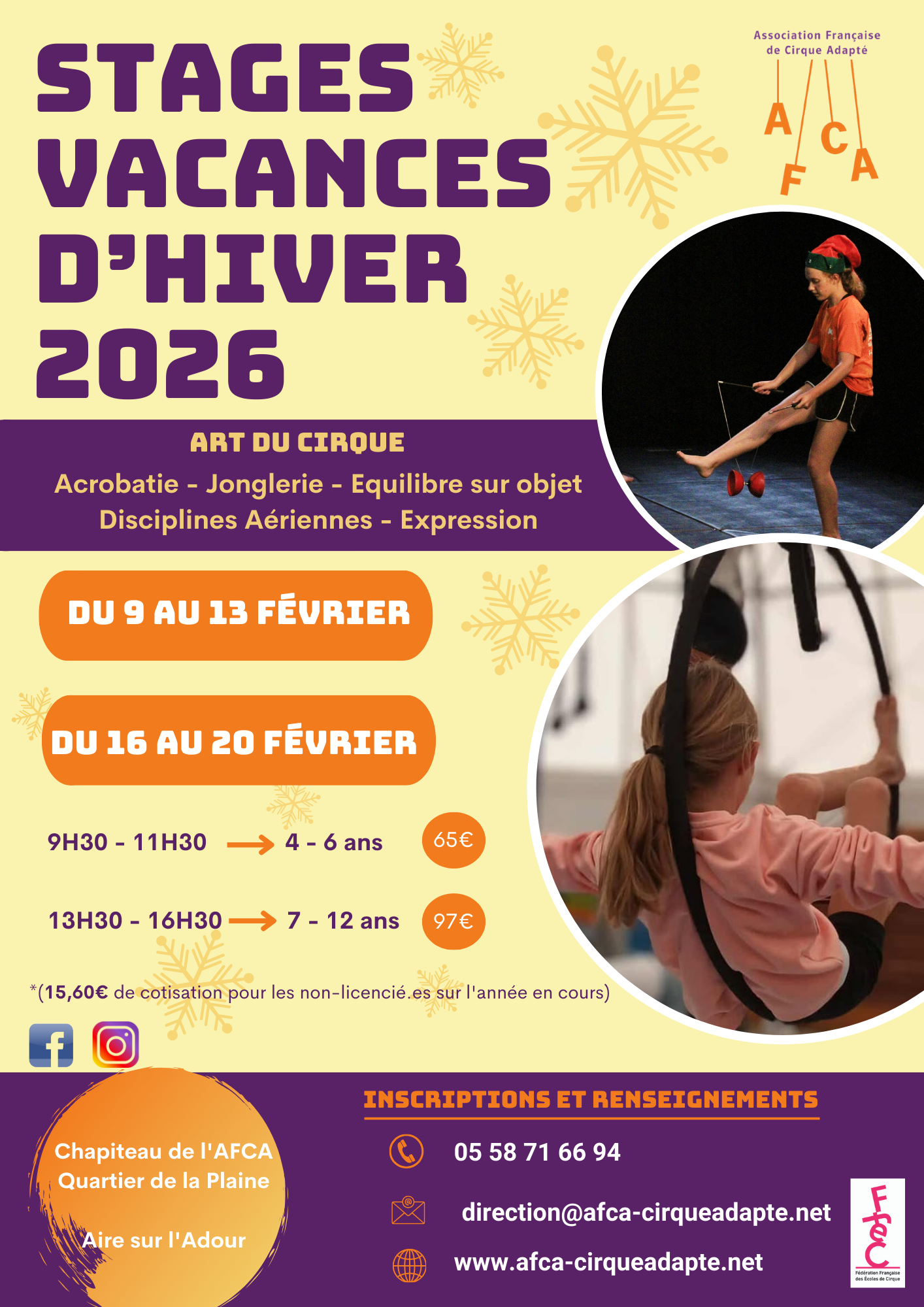 Stage de cirque vacances d'hiver