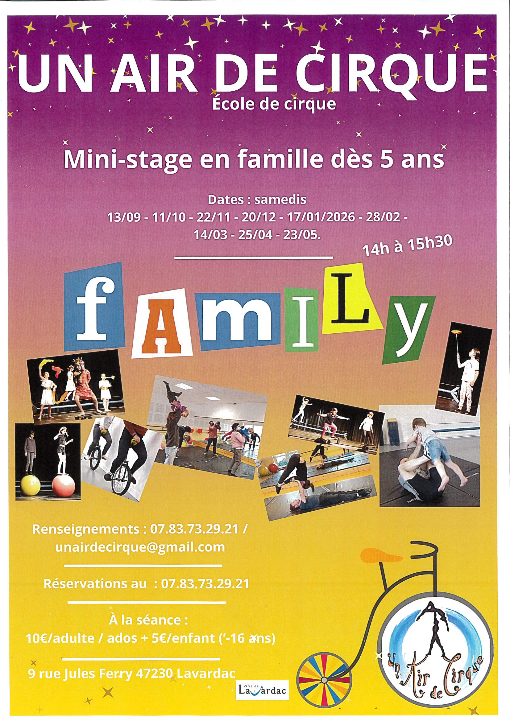 Un air de cirque (école de cirque) - Mini-stage en famille dès 5 ans