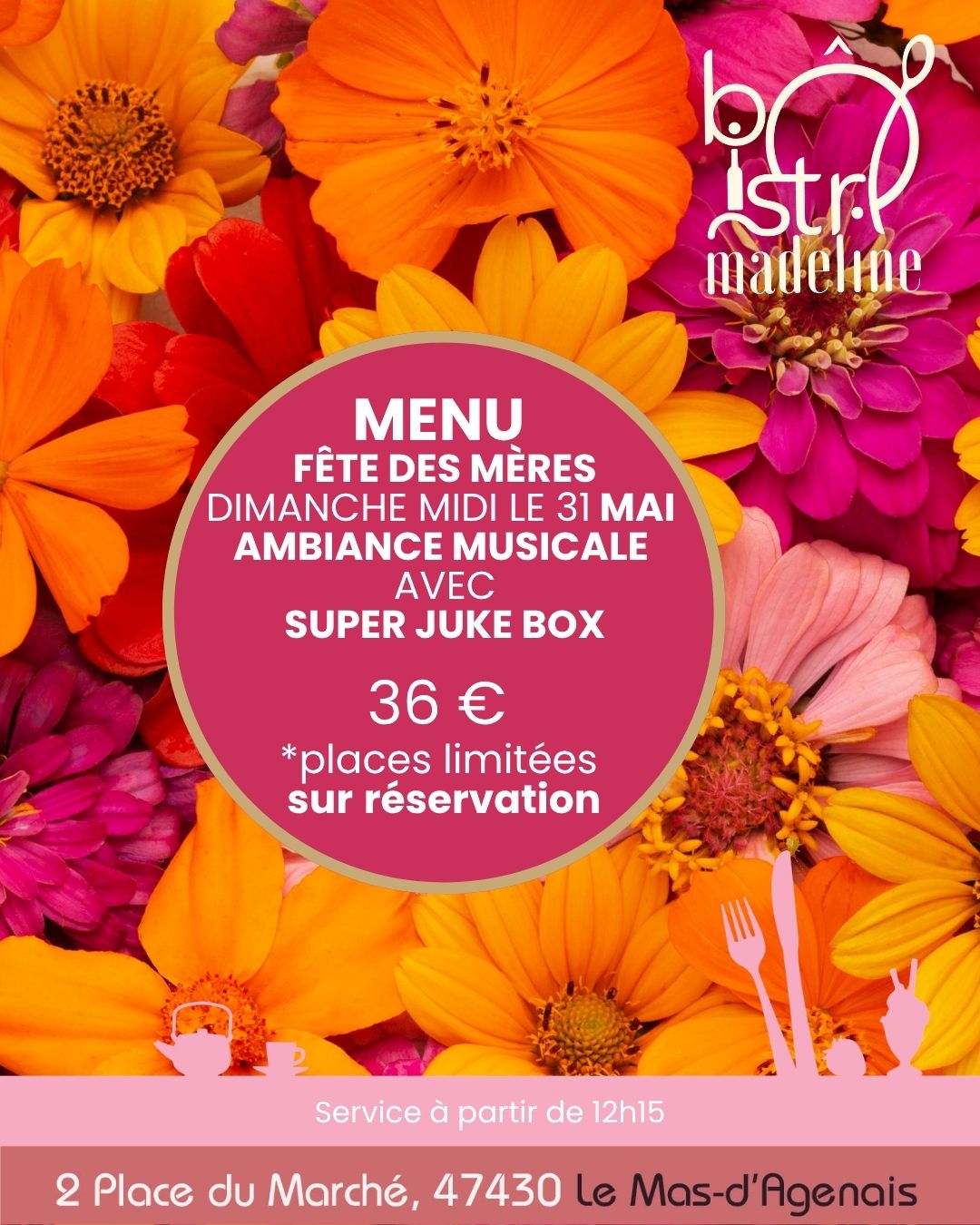Repas fête des mères au Ô Bistro Madeline