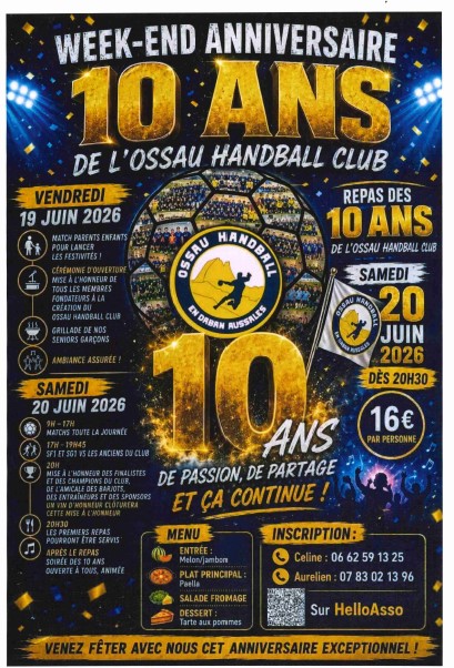Week-end anniversaire : Les 10 ans de l'Ossau Handball Club