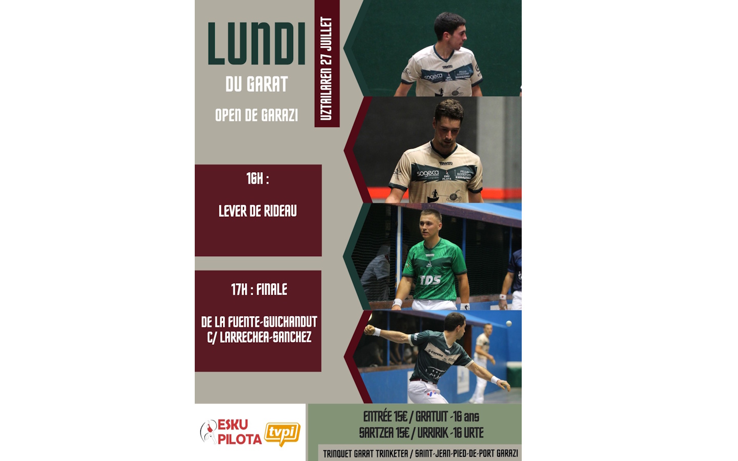 Pelote basque à main nue - finale de l'Open de Garazi