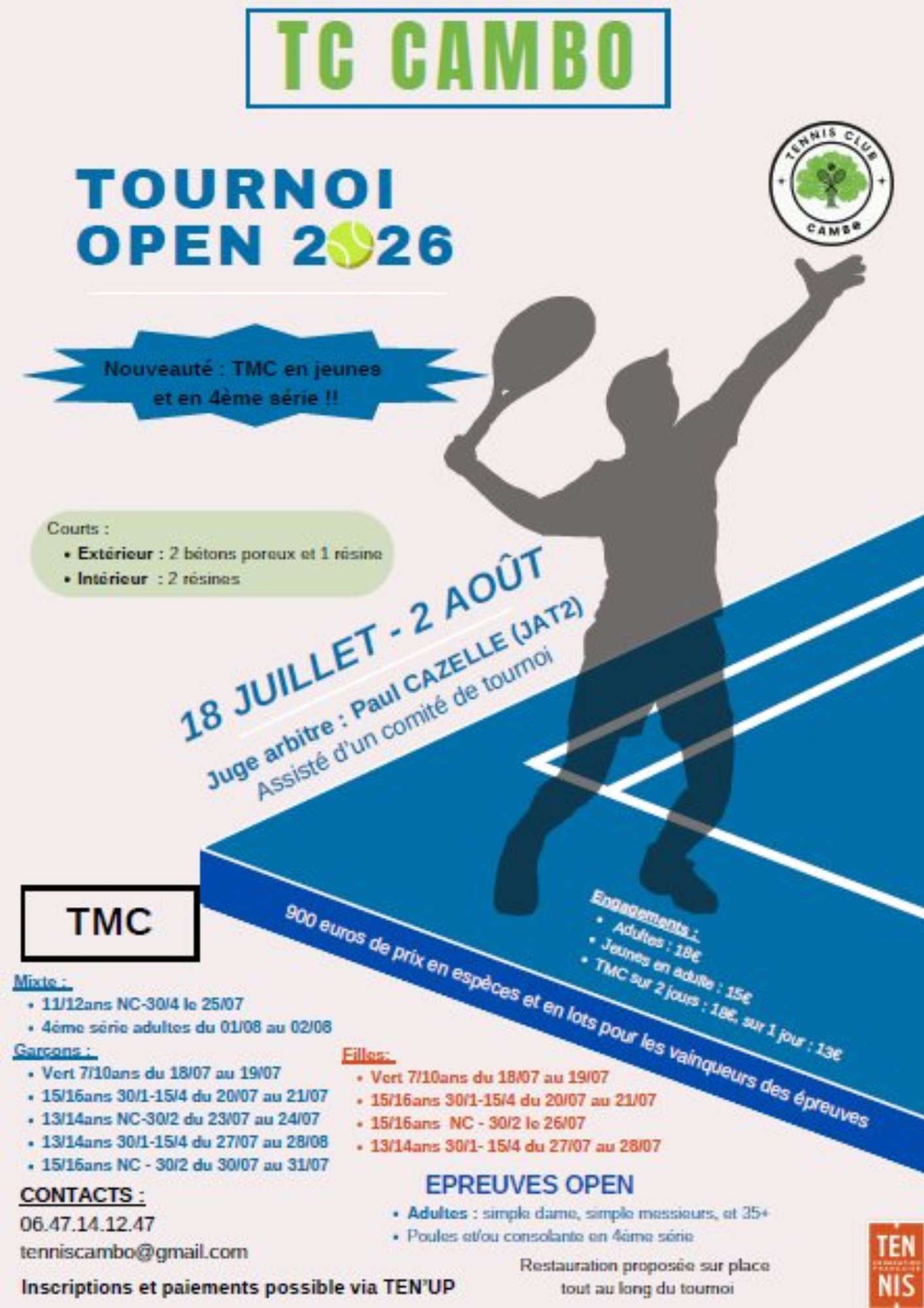 TC Cambo - Tournoi de Tennis Open 2026 — visuel événement