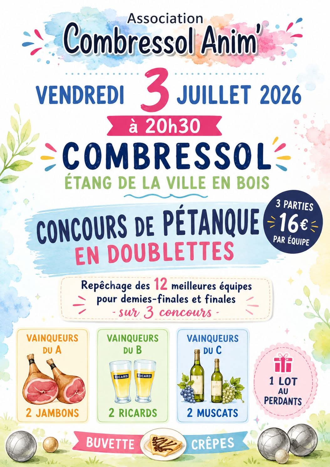 Concours de pétanque en doublette