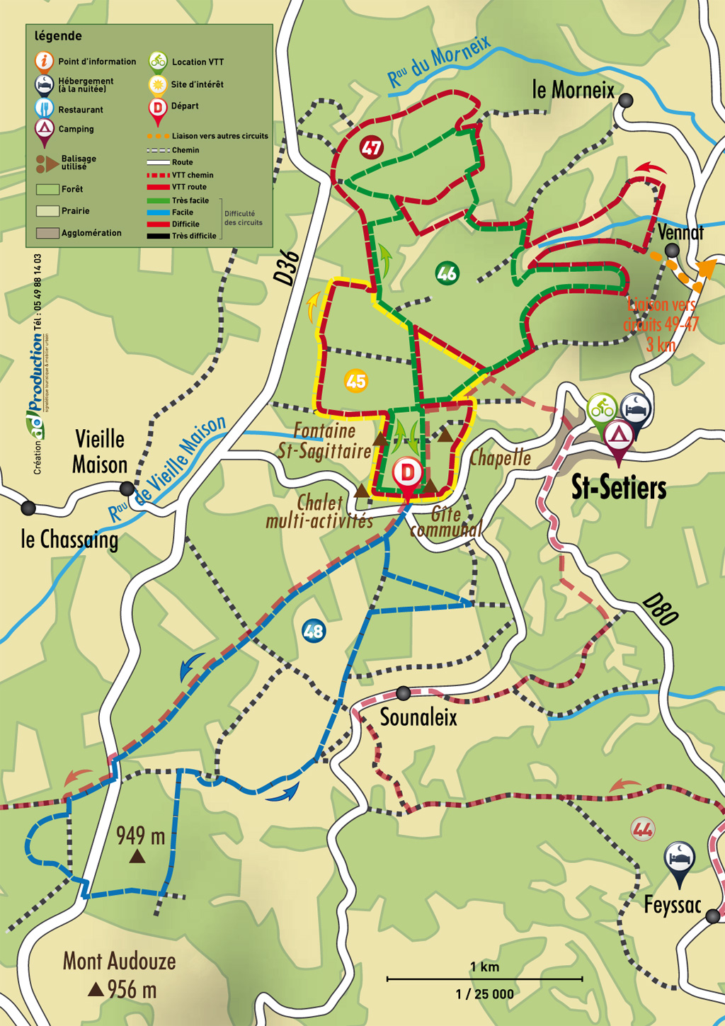 VTT - Gravel - Piste verte - 7 km - circuit 46, Saint-Setiers