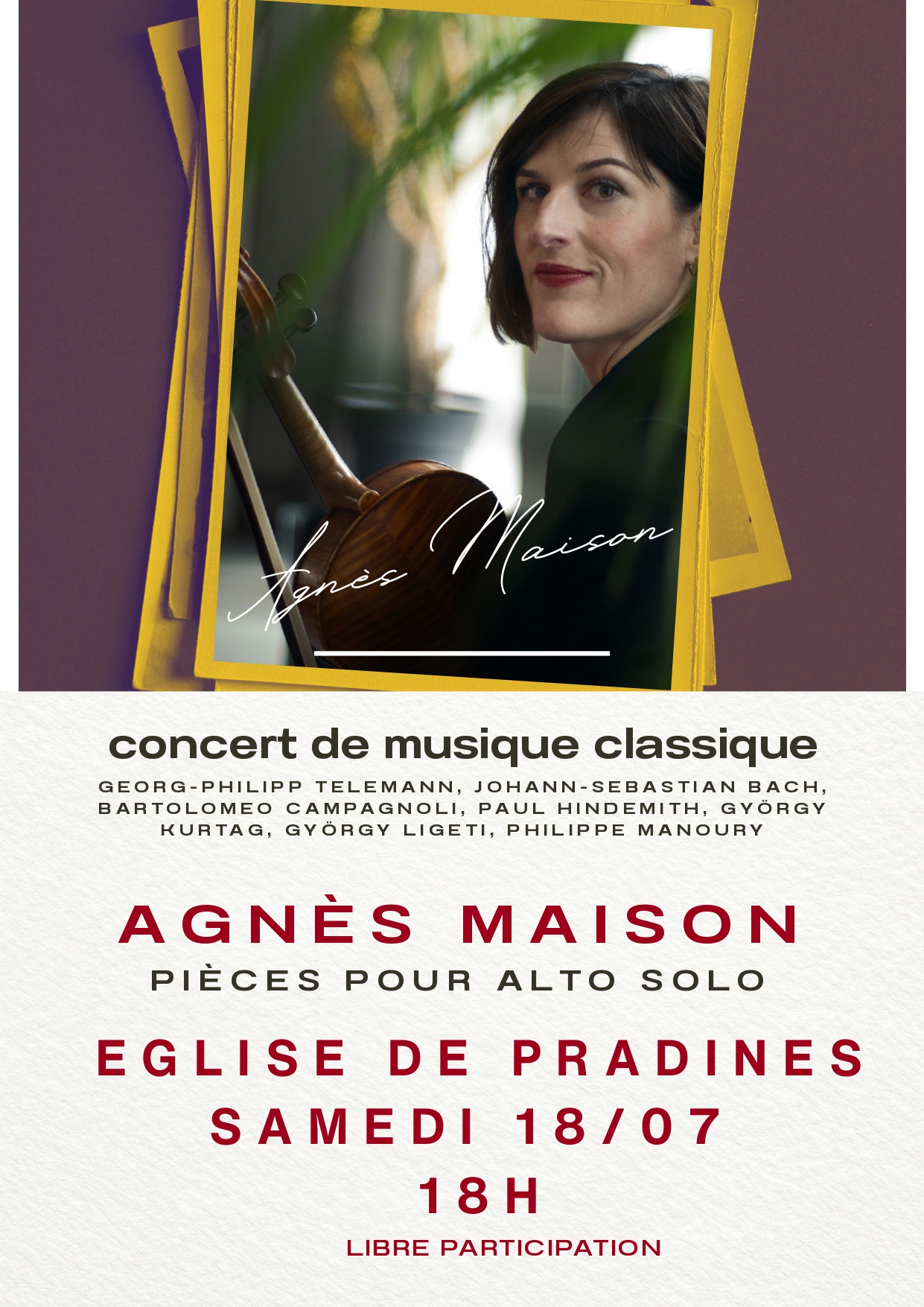 Concert d'Agnès MAISON, Alto Solo.