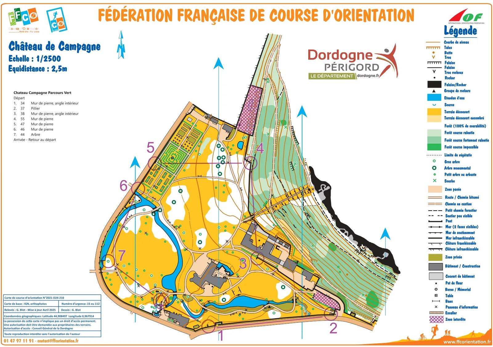 Circuit course d'orientation - parcours vert, Campagne