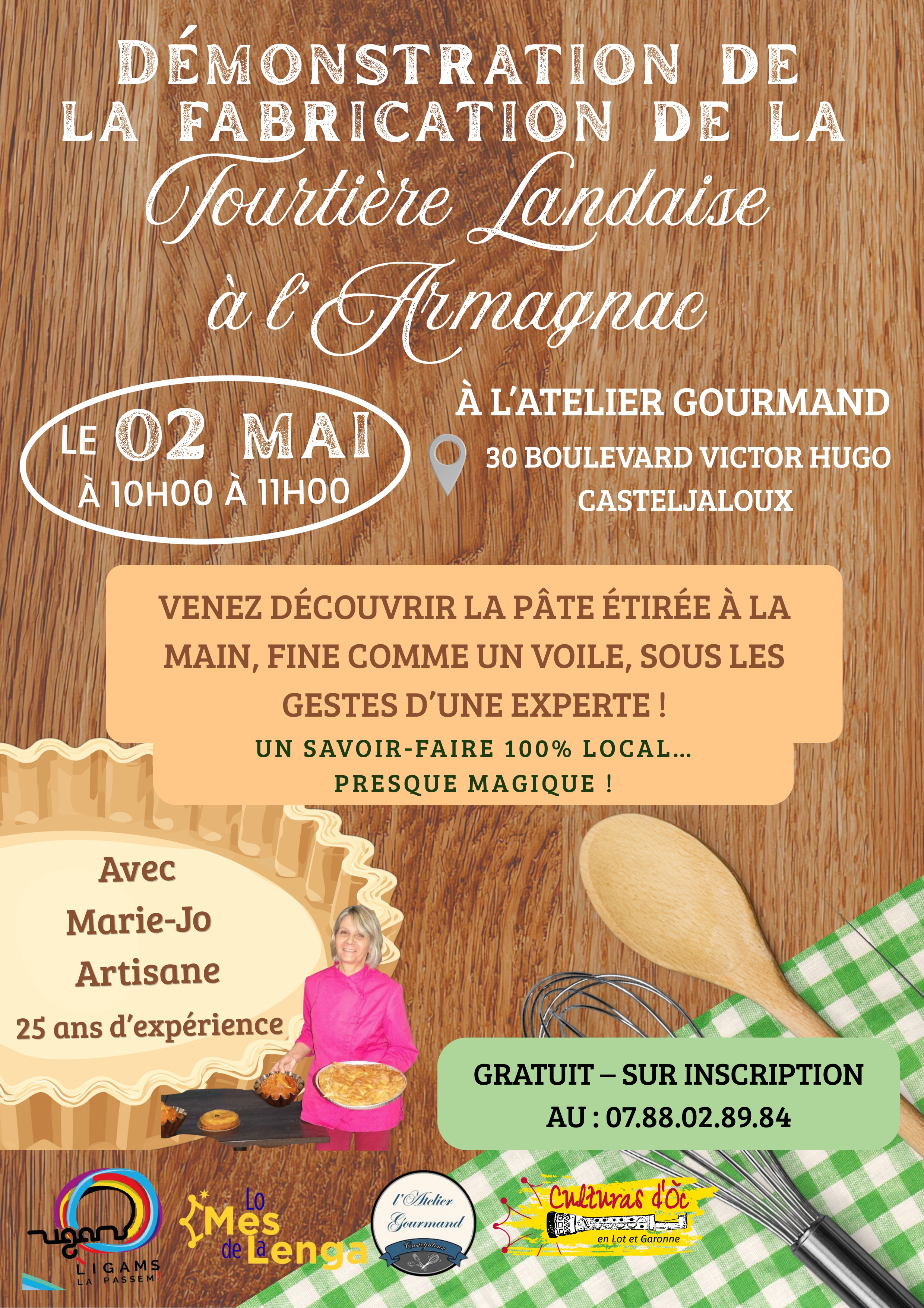 Démonstration de la fabrication de la tourtière Landaise à l'Armagnac — visuel événement