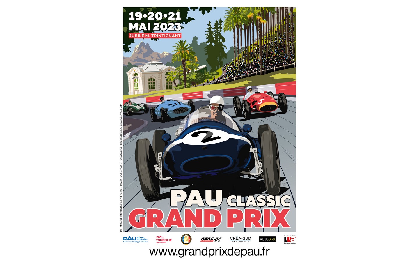 Grand Prix AUTOMOBILE de PAU France 1950 Vintage Racing Poster by