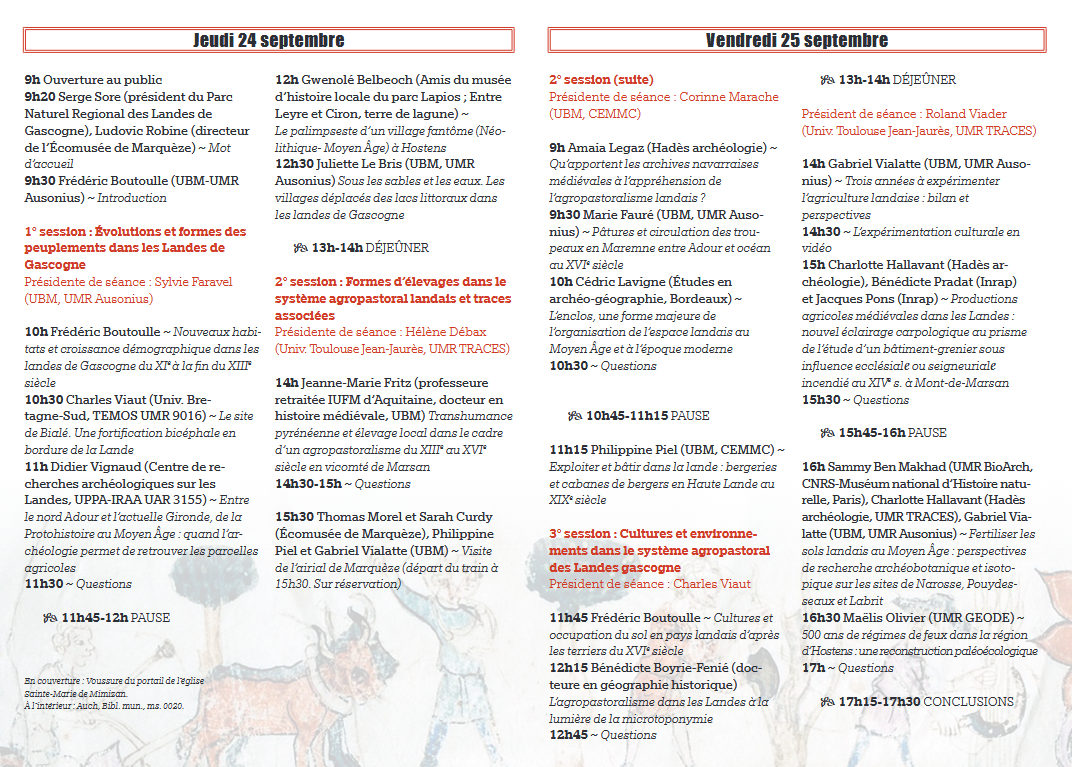 Colloque "Recherche sur l'agropastoralisme au Moyen Âge dans les Landes de Gascogne"