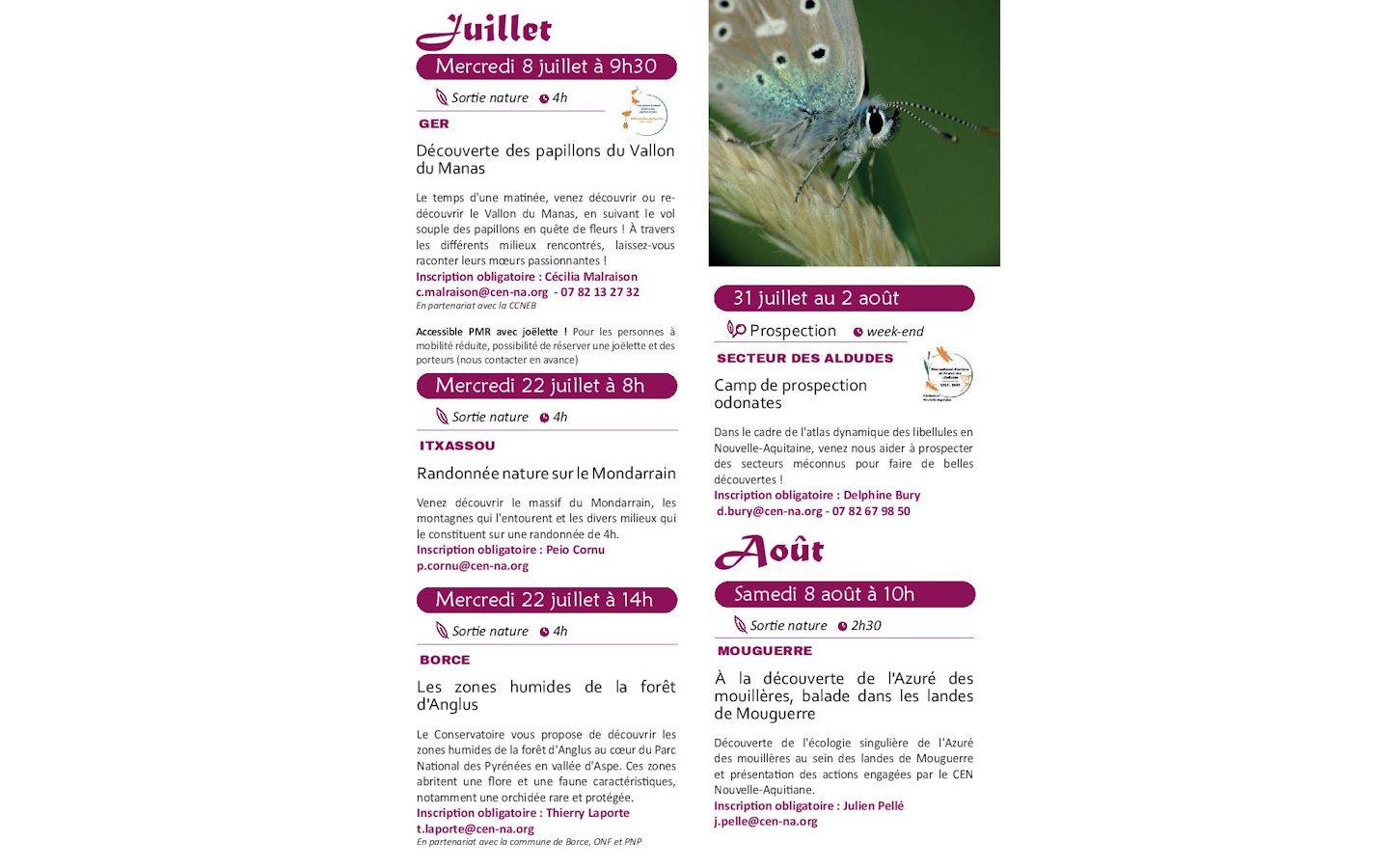 Les rdv nature : WE camp de prospection odonates — visuel événement