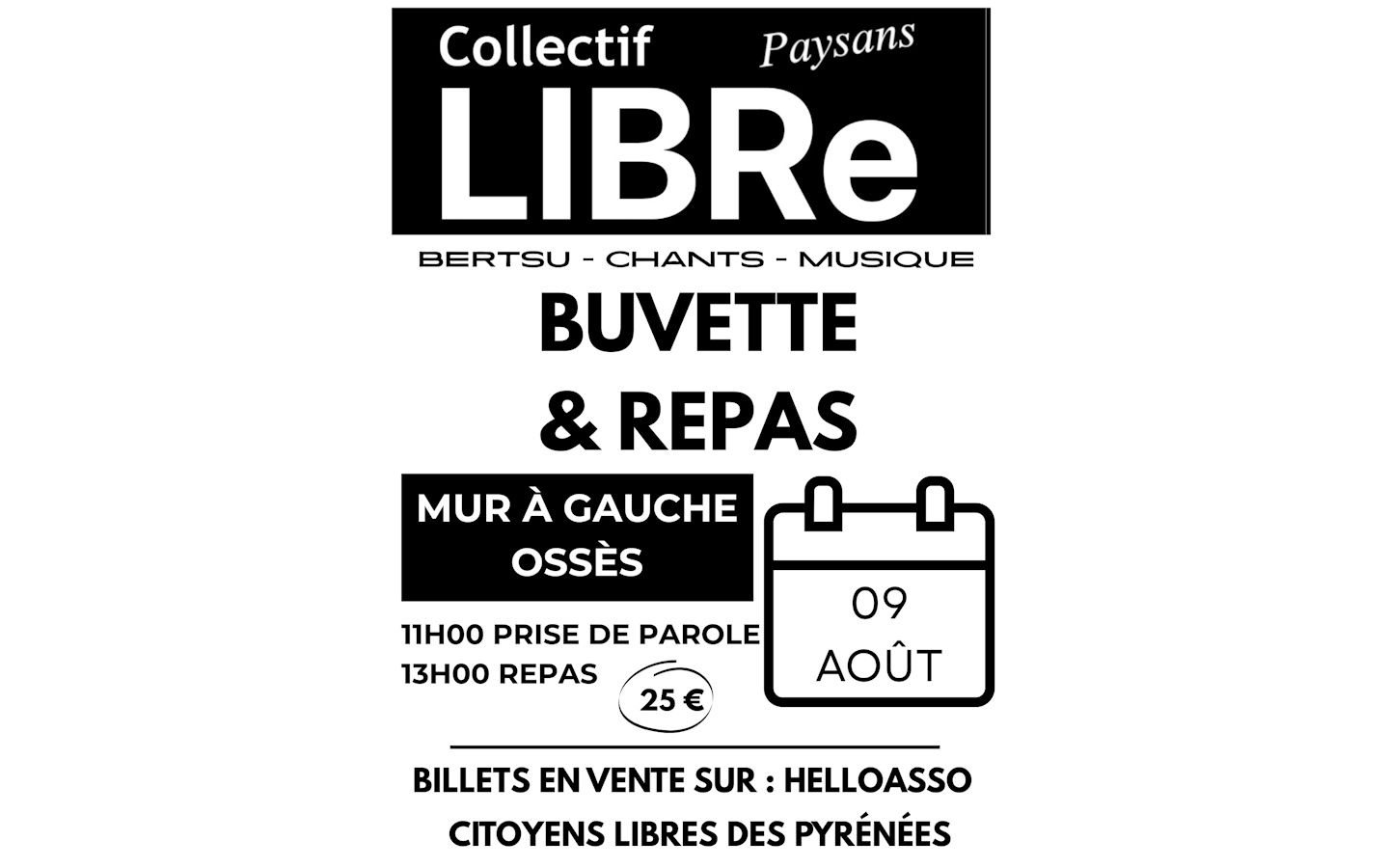 Collectif "Libre" Paysans : repas, chants, musique, bertsu